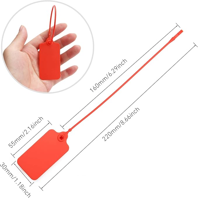 100 Red Blank Plastic Tags for Labeling Waterproof Hanging Labels Writable Tags - Image 3