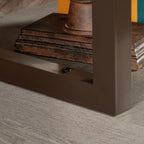 Desk Hutch with 1-Inch Thick Top, 60" Open Storage Shelf for Work Table, Metal Frame Hutch with Open Shelves, Brown & Grey