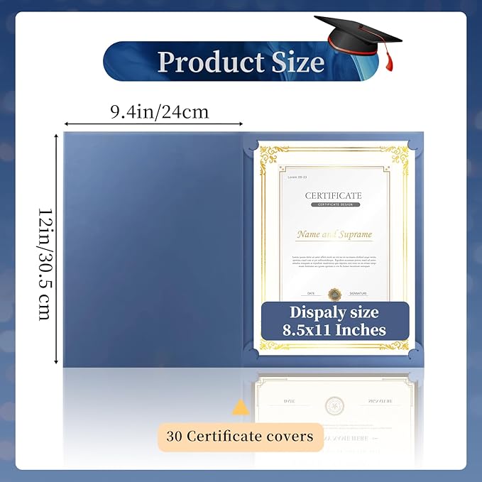 30 Packs Certificate Covers, Certificate Holders Gold Foil Border, - Image 2