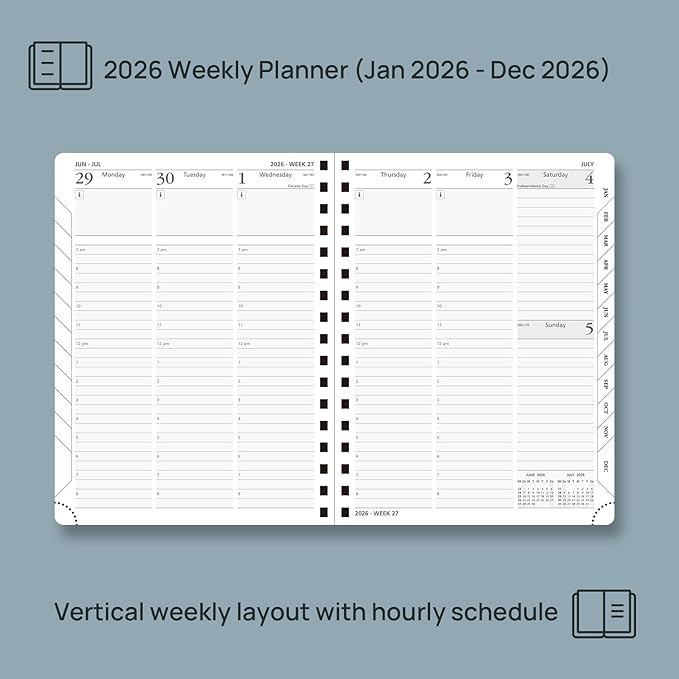POPRUN 2026 Planner with Hourly Schedule, Vertical Layout - Image 3