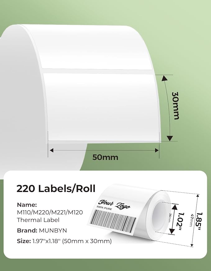 MUNBYN Thermal Sticker Labels, Self-Adhesive Barcode Label Paper - Image 2