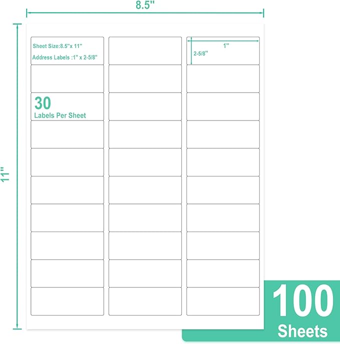 L LIKED Printable Address Labels, 000 Stickers, 30 per Sheet, Mailing Labels - Image 2