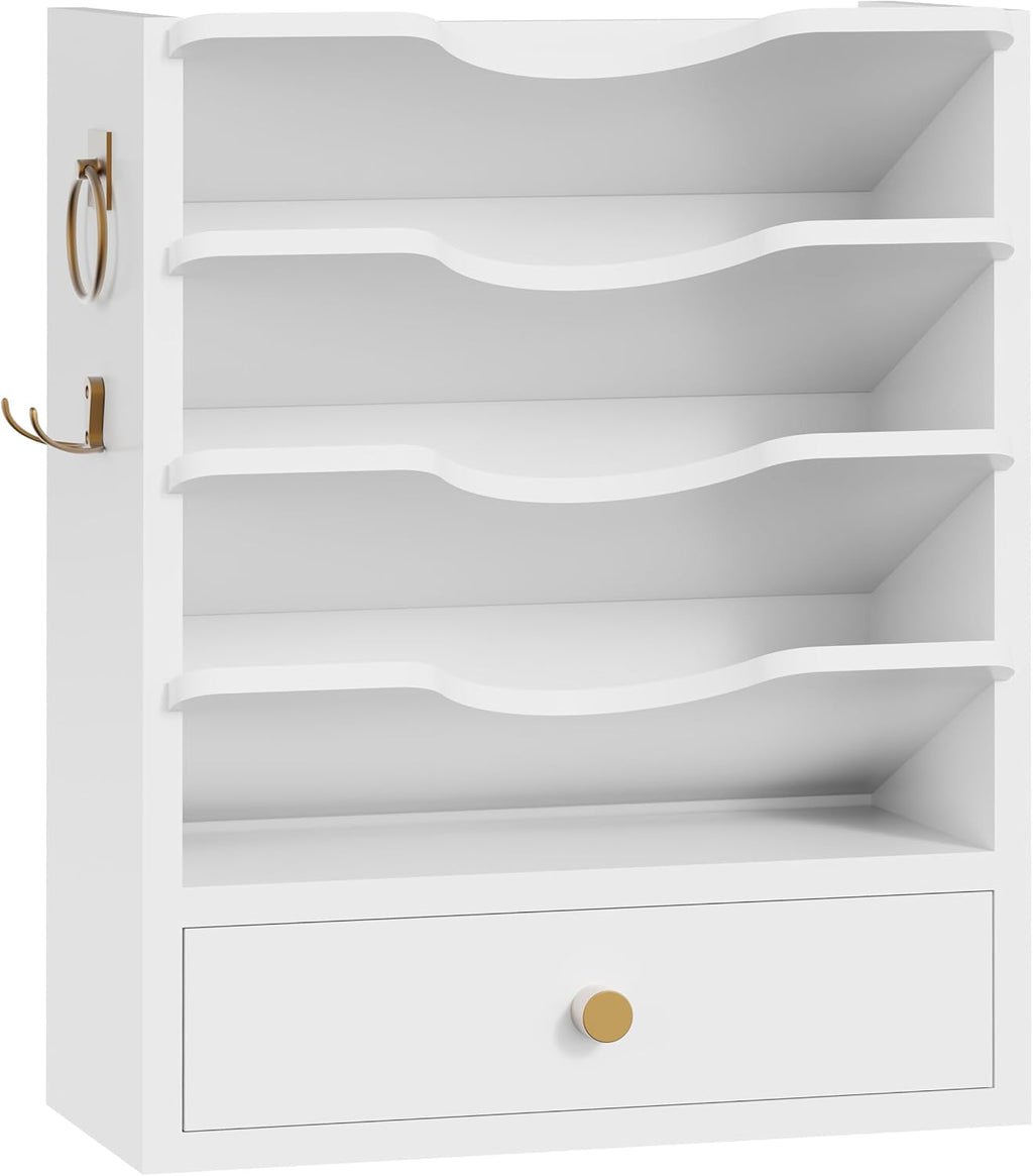 HOOBRO Wall File Organizer, Mail Organizer Wall Mounted, Wooden Literature