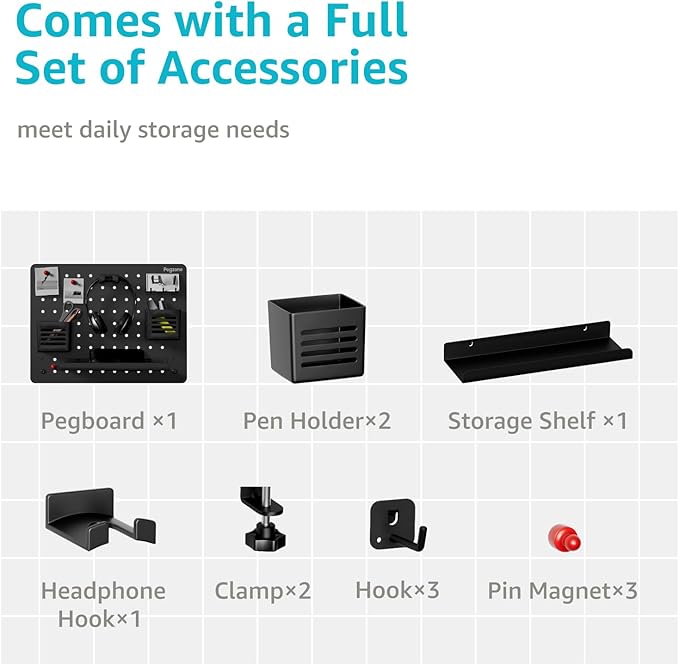 PEGZONE Clamp-on Desk Pegboard, Desk Organizer - Image 4