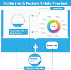 Two Pocket Portfolio Folders, PANDRI 60 Pack 3 Hole Punched 2 Pocket Folders - Image 3