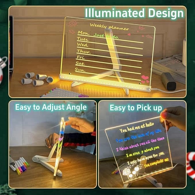Led Note Board with Colors, 12” X 8” Acrylic Led Light Up Message Board - Image 4
