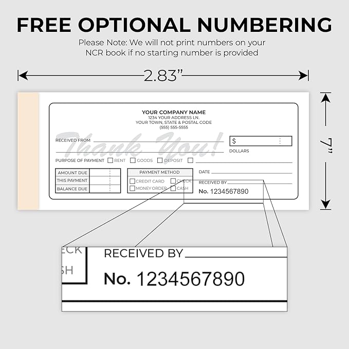 Custom 2.83" x 7" Carbonless NCR Books in 2-Part Duplicate Invoices, Work Orders - Image 5
