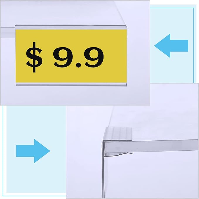Qunclay 200 Pcs Shelf Label Holder Glass Wood 1.25 x 3 Inches Clear Plastic - Image 3