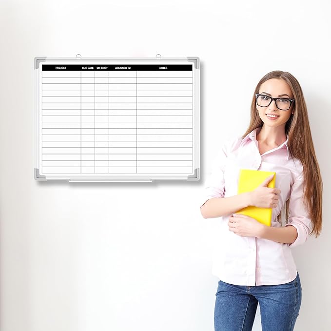 Lincia 24 x18 Project Planning Board Aluminum Frame Dry Erase Board - Image 3
