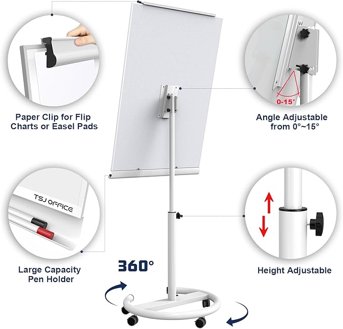 TSJ OFFICE Rolling Whiteboard Standing - Image 2