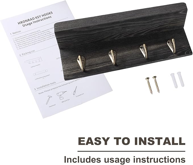 HRONRAD Rustic Key Holder for Wall, Farmhouse Wall Shelf - Image 7