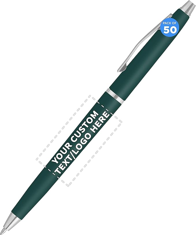 DISCOUNT PROMOS Custom Langham Ballpoint Pens Set of 50, Personalized Bulk Pack by DISCOUNTPROMOS