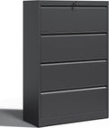 4 drawer lateral file cabinet with lock black, main product view