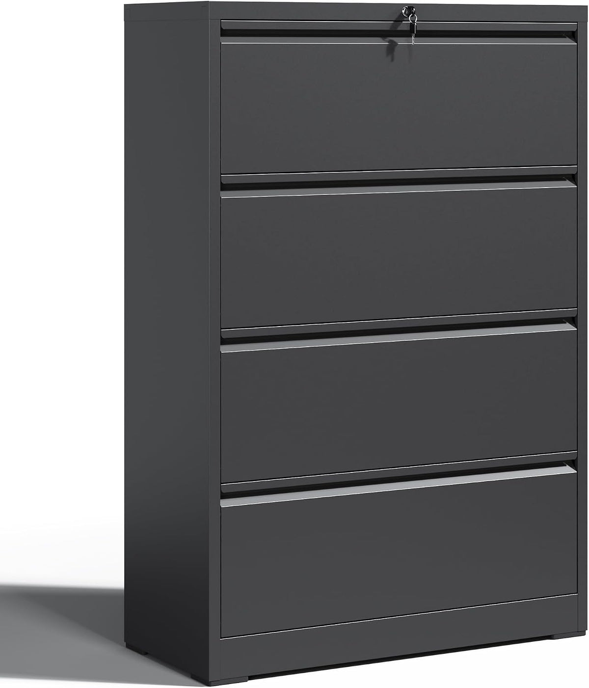 4 drawer lateral file cabinet with lock black, main product view