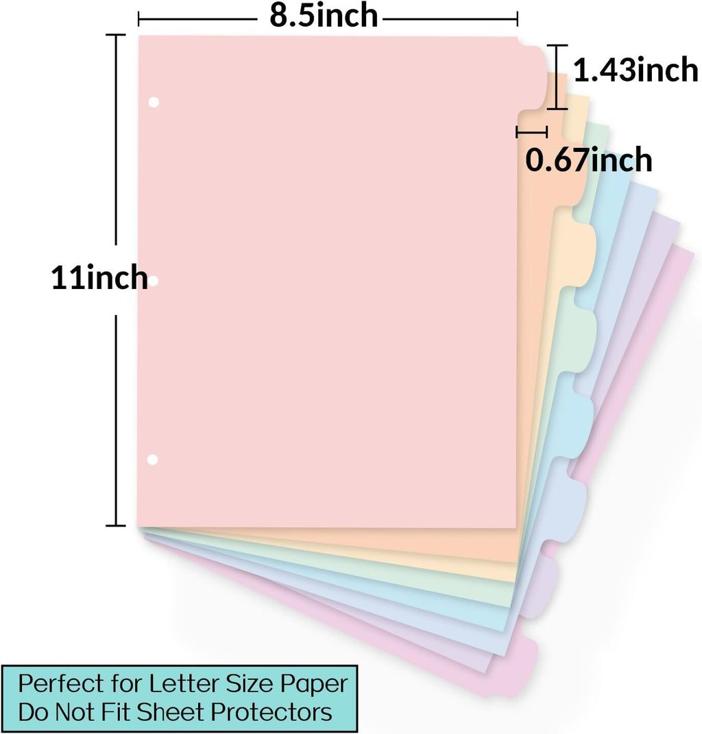 Sooez 8 Tabs Plastic Write & Erase Binder Dividers with Tabs, 1 Set | Long-Lasting Dividers for 3 Ring Binder, Cute Pastels Binder Dividers Organizers for Student, Teacher, Office, Beige Color