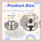50 Sets M5 x 4mm Chicago Screws Silver, Fits 5mm (3/16") Hole | Carbon Steel Cross Head Binding Screws Rivets, for Leather Craft, Book Binding, Photo Albums, Bags, Boots and DIY Decoration