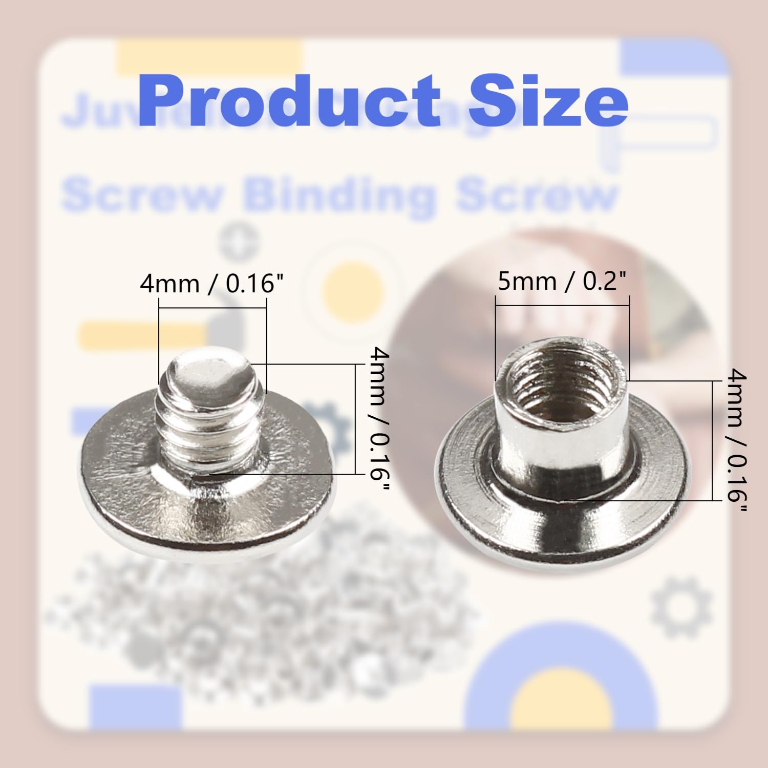 50 Sets M5 x 4mm Chicago Screws Silver, Fits 5mm (3/16") Hole | Carbon Steel Cross Head Binding Screws Rivets, for Leather Craft, Book Binding, Photo Albums, Bags, Boots and DIY Decoration
