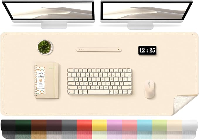 Large Desk Pad 47.2" x 17", Leather Desk Mat Protector, Non-Slip PU Leather by BLESWIN