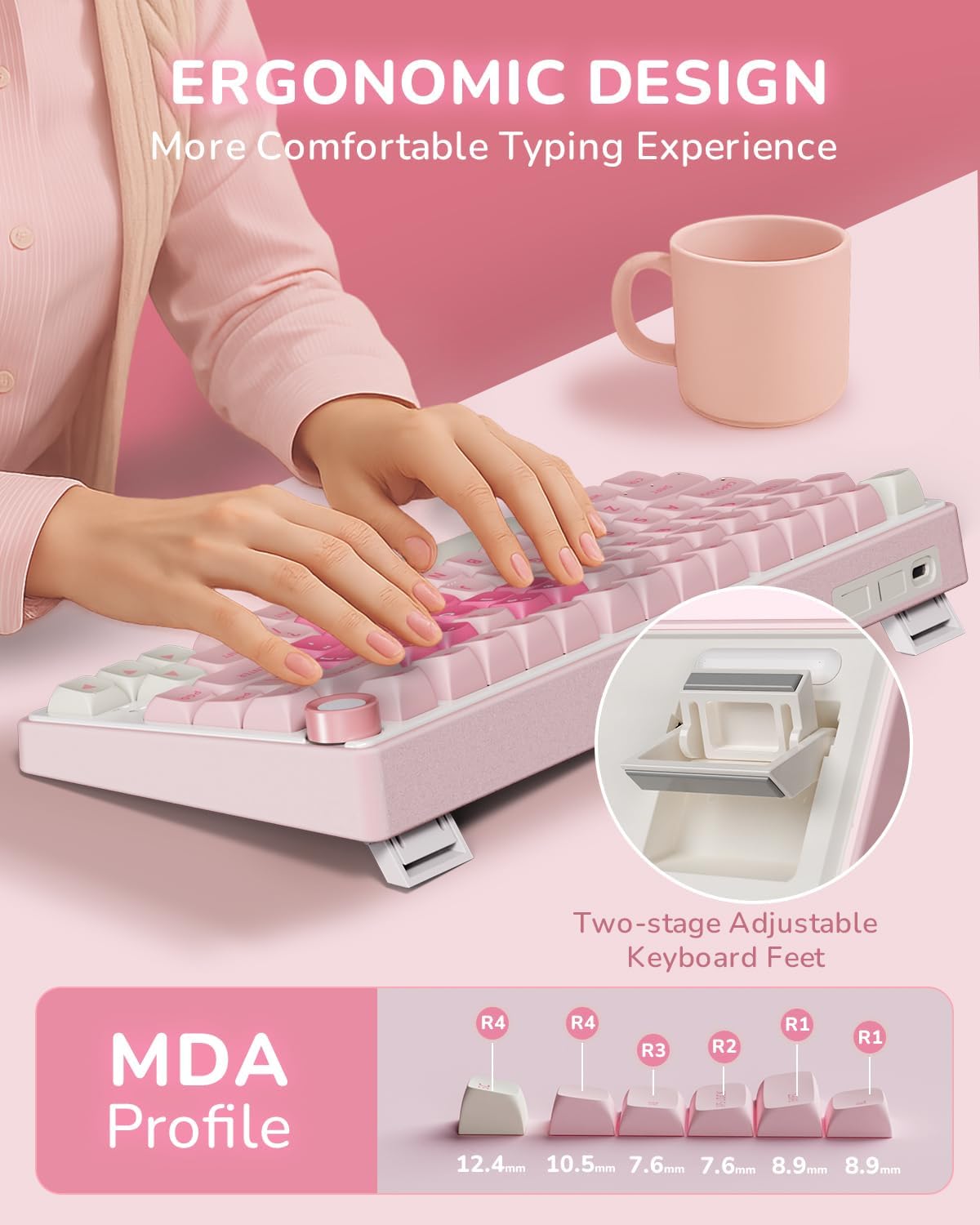 RK ROYAL KLUDGE R75 Mechanical Keyboard Wired with Volume Knob, 75% Keyboard ...