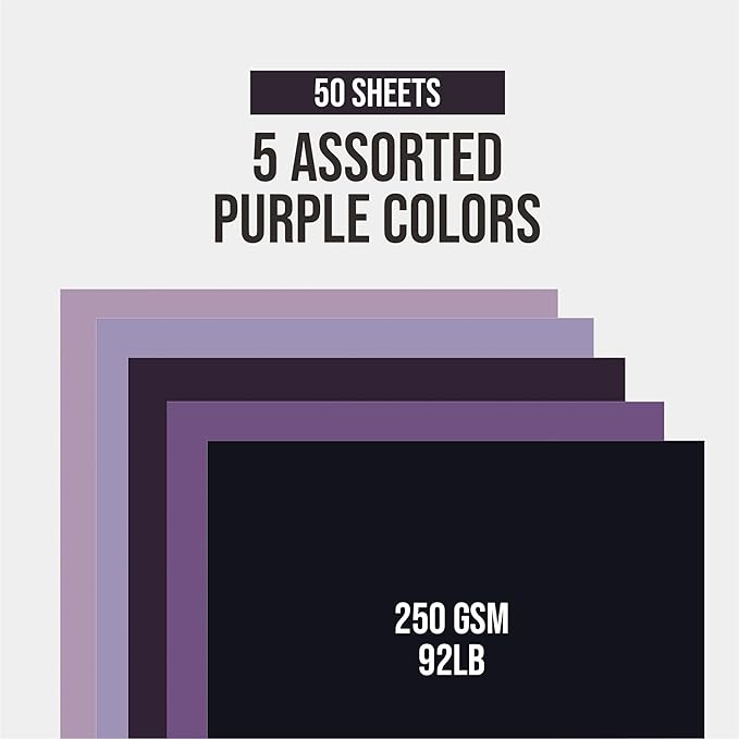 BearBoss Purple Cardstock Paper 8.5x11 50 Sheets, Heavyweight 92lb Cover - Image 2