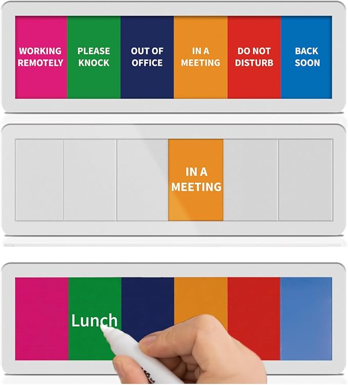 Office Door Signs with 6 Printed Status Options – Do Not Disturb, Out of Office by EliteSign
