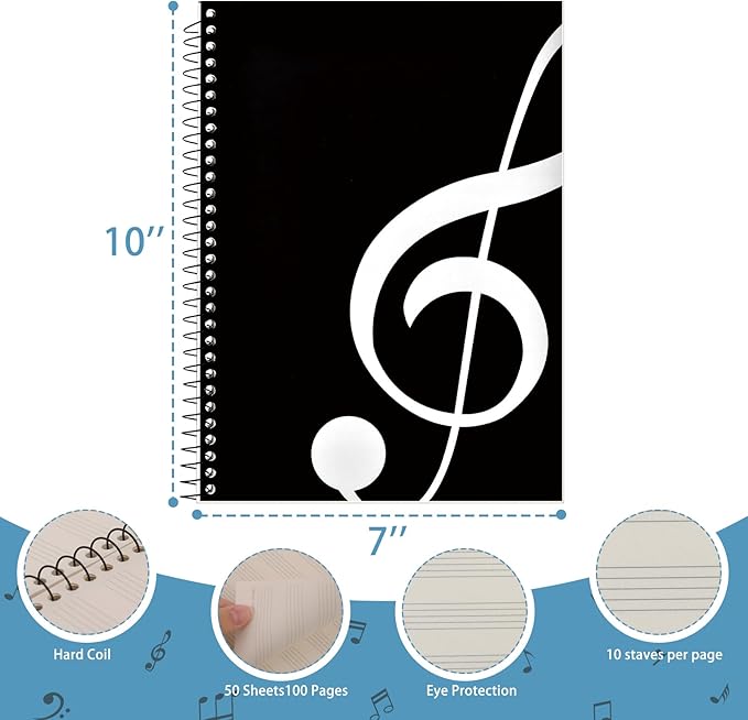 DOMMI Blank Sheet Music Composition Notebook 2 Packs, Manuscript Staff Paper - Image 2