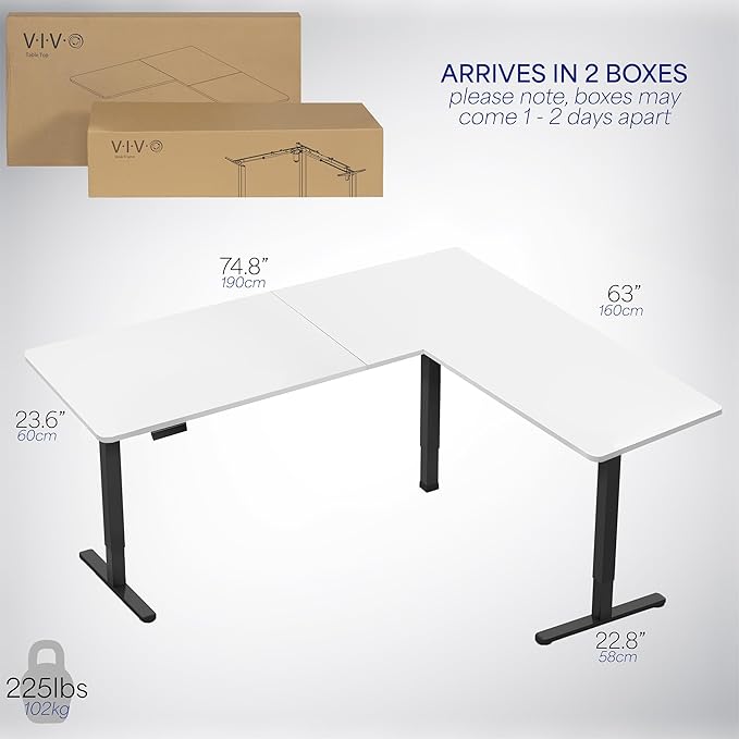 VIVO Electric Corner 75 x 63 inch L-Shaped Standing Desk, Memory Height - Image 6