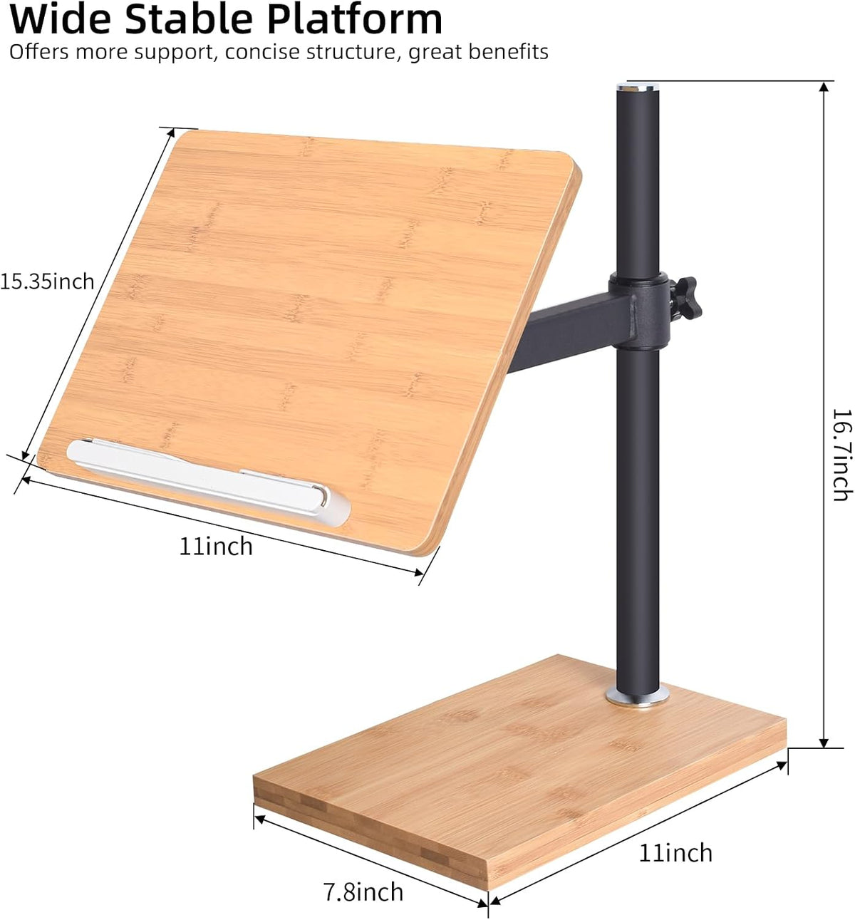 wishacc Adjustable Book Stand for Reading, Ergonomic Desktop Book Reading Sta...