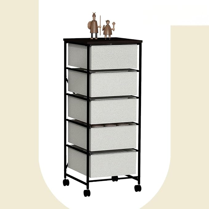 CASUNER Small Cabinet with Drawers Rolling 5 Drawer Mobile File Cabinet - Image 7