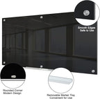 J&J worldwide Magnetic Black Glass Whiteboard 6' x 3', 70 x 35 Inches Large - Image 2
