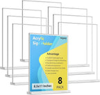 Argvey 8 Pack Acrylic Sign Holder 8.5 x 11 Vertical by Argvey