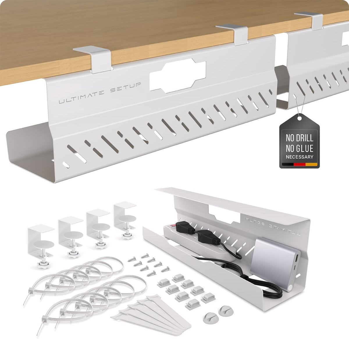 Under Desk Cable Management Tray no Drill – Wire Management