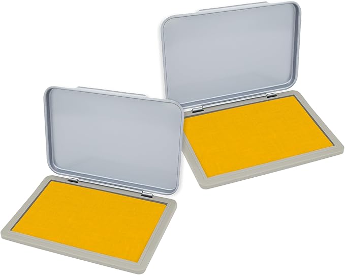 2 Pack Metal Case Stamp Pad Medium Size, Dark Yellow Color by ZIGEL