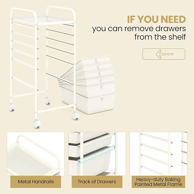 Giantex 6 Storage Drawer Cart Rolling Organizer Cart - Image 6