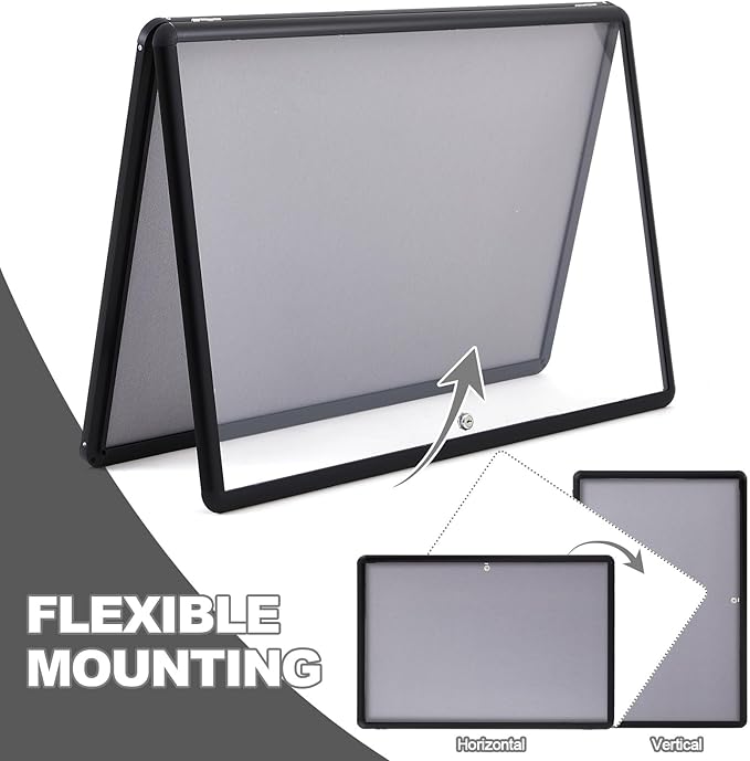 Geetery 36 x 24 Inch Enclosed Fabric Bulletin Board Tamperproof Lockable - Image 4