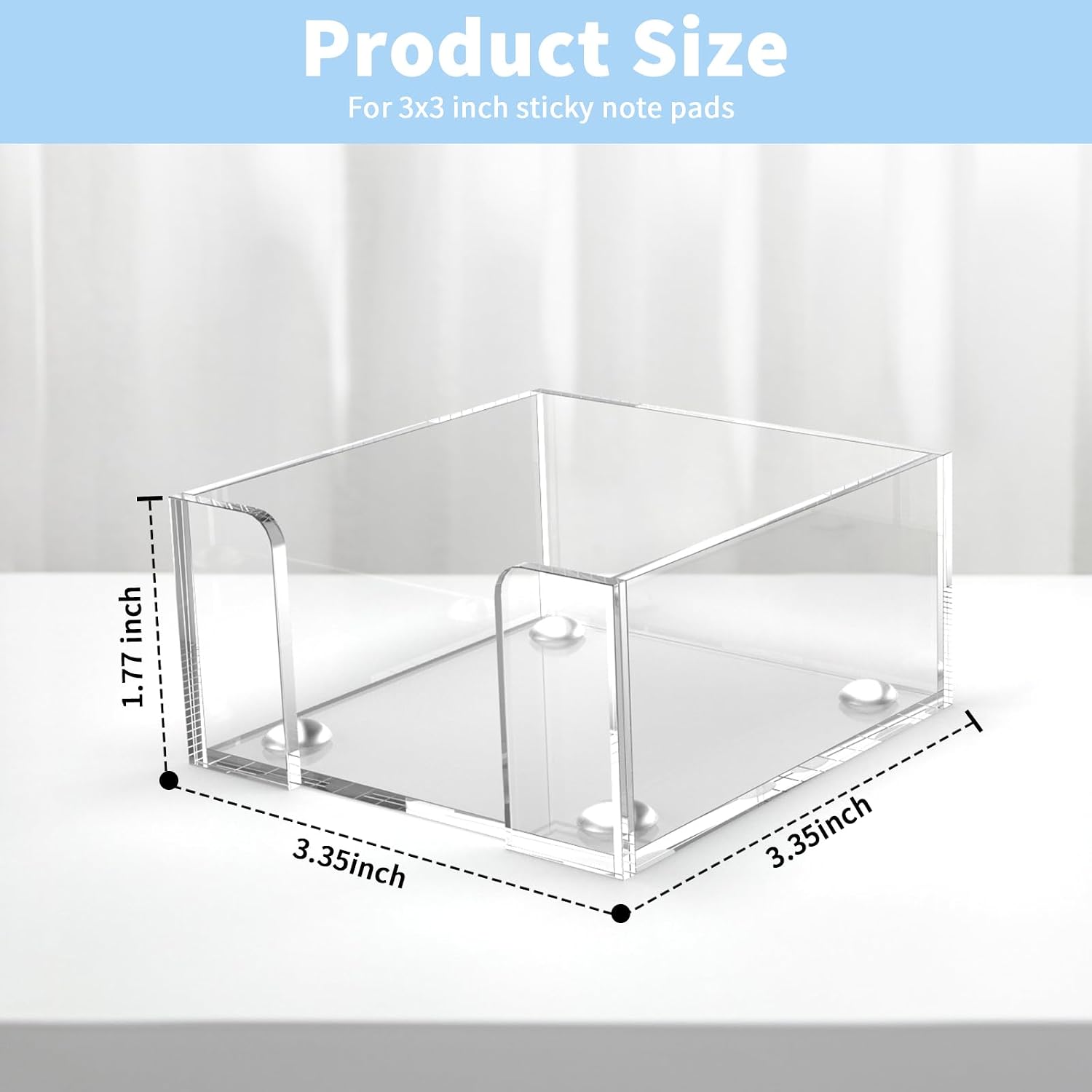 Sticky Note Holder, Clear Acrylic Notepad Holder for 3" x 3" Sticky Note Storage,Acrylic Sticky Note Dispenser for Classroom and Office Desk Organizer