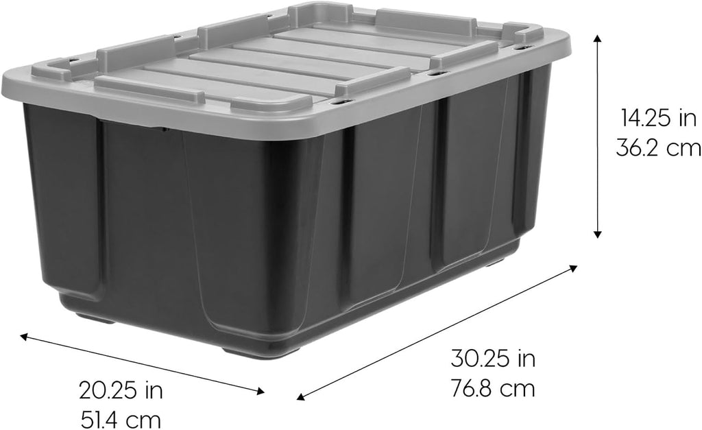 iris usa 4-pack 27 gal heavy duty storage shown in use