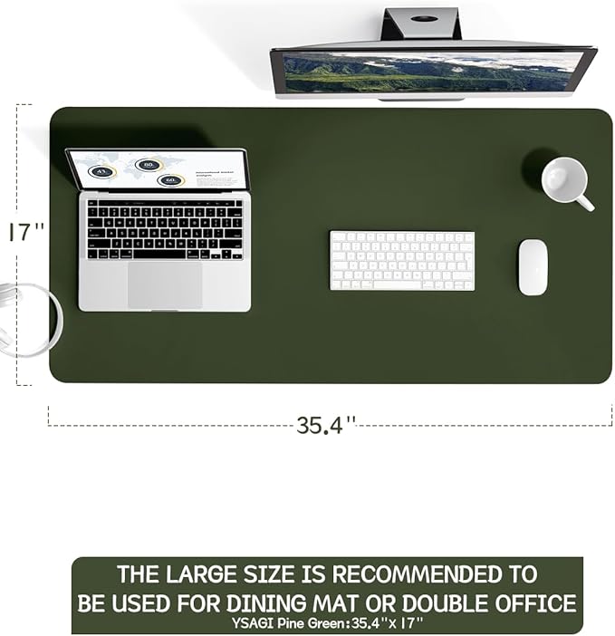 YSAGi Non-Slip Leather Desk Pad L Size, Waterproof Laptop Computer Desk - Image 2