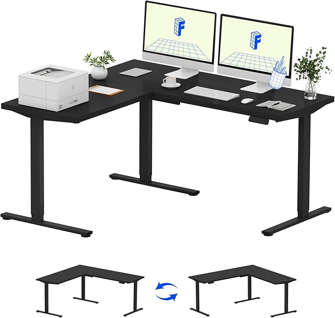 FLEXISPOT L Shaped Standing Desk, 63 x 55 Inch Electric Height Adjustable by FlexiSpot