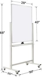 Max-officoo 40" x 28" Mobile Dry Erase Whiteboard Double-Sided White Boards on - Image 2