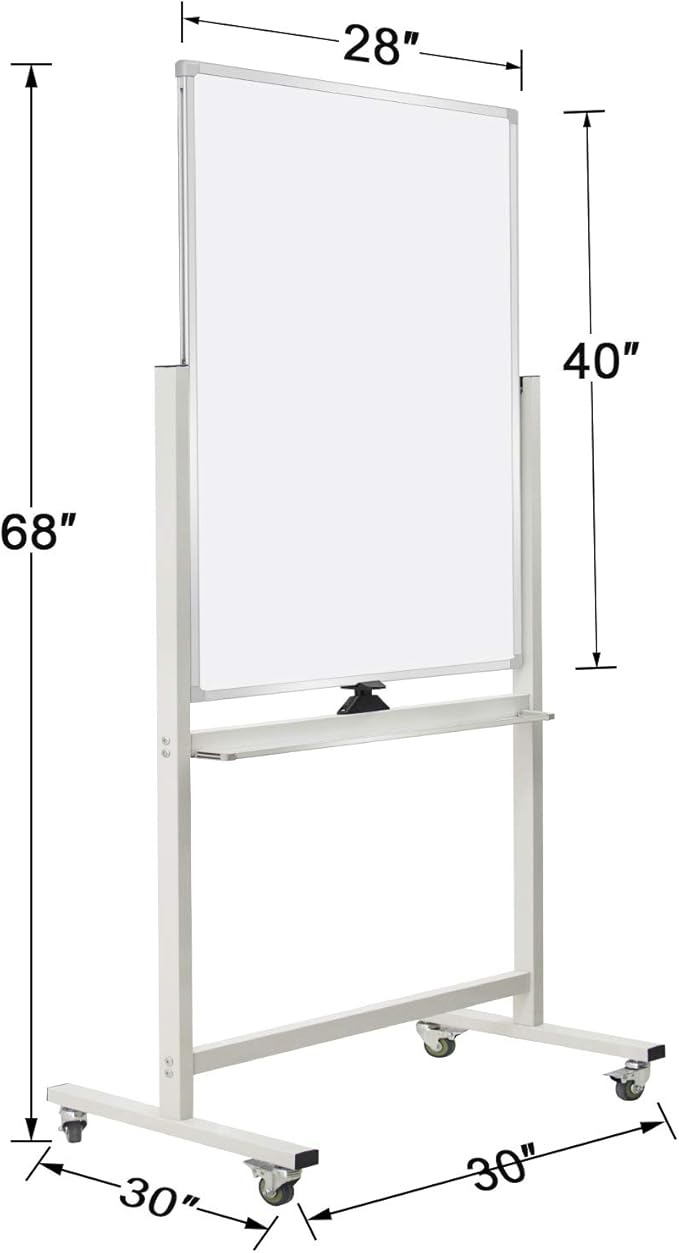 Max-officoo 40" x 28" Mobile Dry Erase Whiteboard Double-Sided White Boards on - Image 2