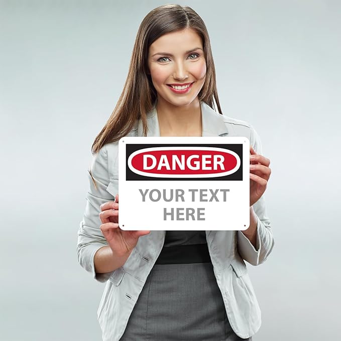 Custom OSHA Style Danger Sign 10" x 14" Plastic Sign, Customizable "Your Text - Image 2