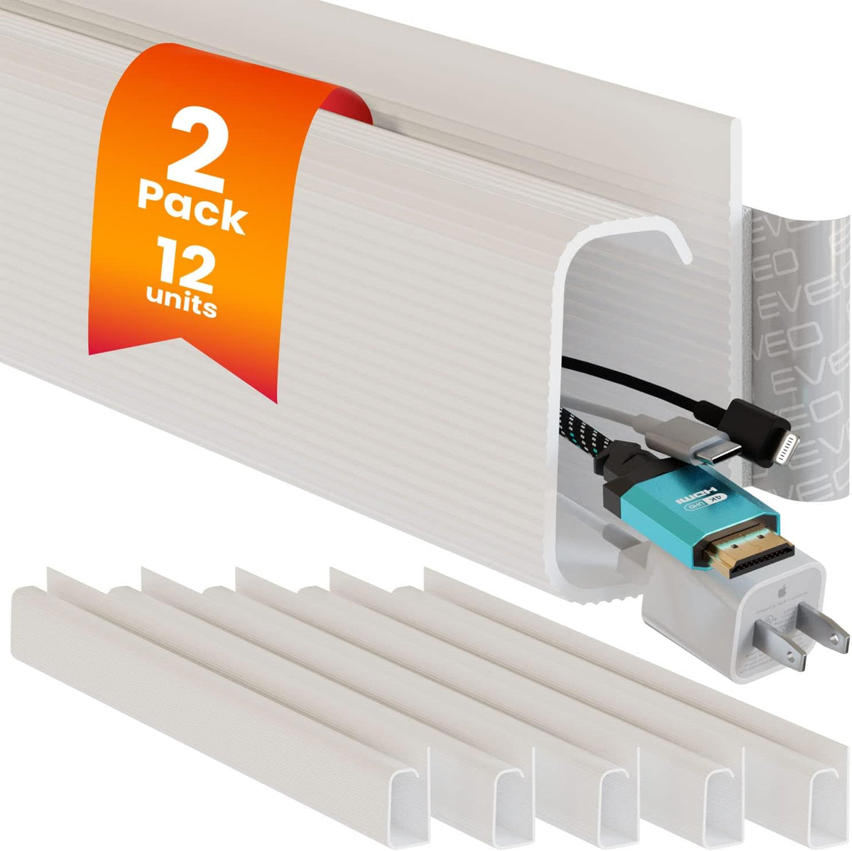 EVEO Cable Management Under Desk Kit (12 Units)- Under Desk Cable Management ...