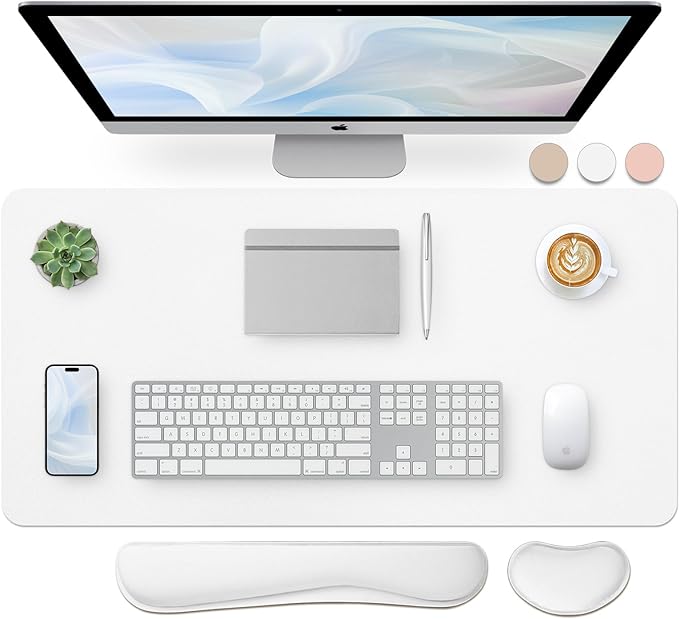 Bloss Leather Desk Pad and Keyboard Wrist Rest, Large Mouse Pad + Keyboard by Bloss
