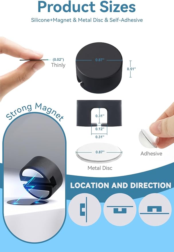 Maveek Magnetic Cord Clips Black, Silicone Cord Organizer Magnet Cable Holder - Image 5