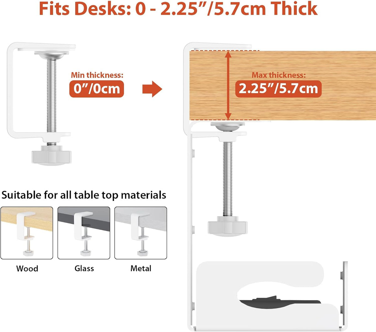 Univivi Under Desk Cable Management Tray, Cable Management, 48 inch, White