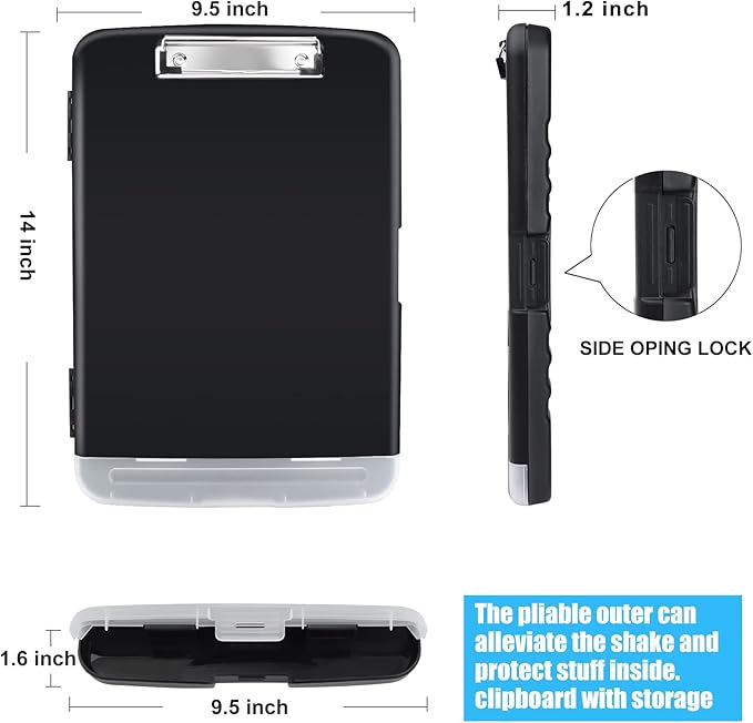 Black Clipboard with Storage Heavy Duty, TFDLCG zm Clip Boards 8.5x11 with Pen - Image 5