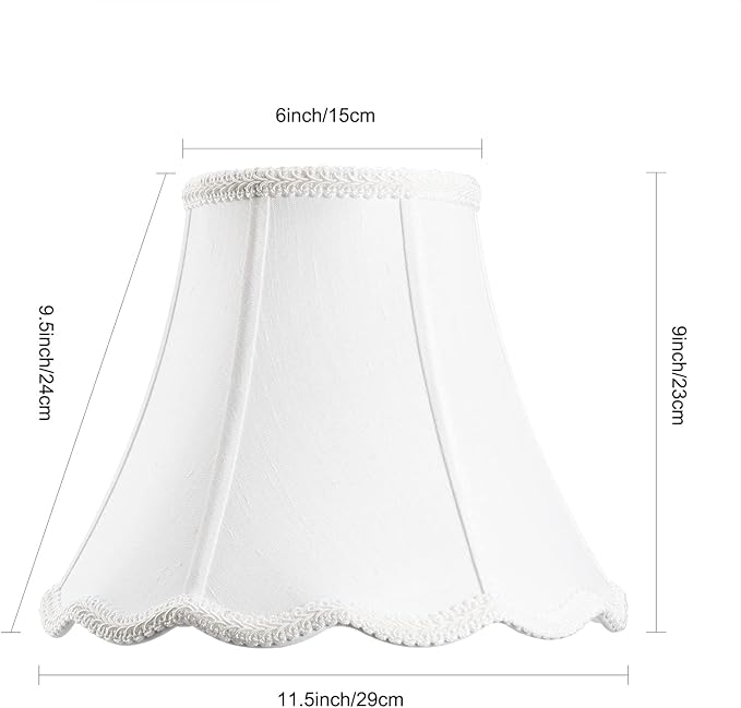 Bell Lamp Shade, Saangseon White Lampshade Replacement 6'' Top x 11.5'' Bottom - Image 2