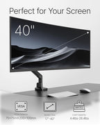 monTEK Deluxe Monitor Arm up to 40 Inch Holds 26.4 lbs Curved Screens Aluminum - Image 4