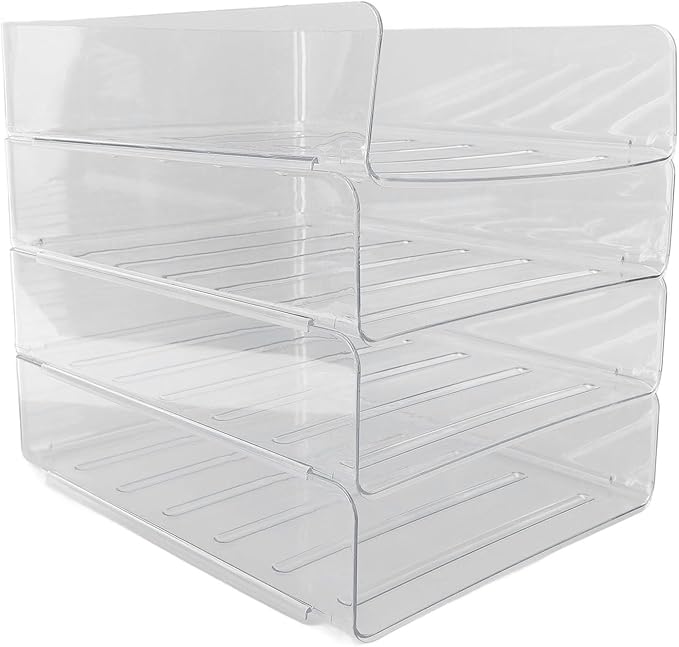 Jeanoko Desk Letter Tray Set Transparent Stackable Organizer by Jeanoko
